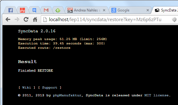 SyncData Result page
